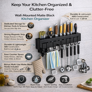 Wall-mounted Holder Rack with Towel Hanger Multipurpose Kitchen Organizer Rack, Wall <b>Shelves</b> for Bedroom, Home & Garden Storage - Product Image 6