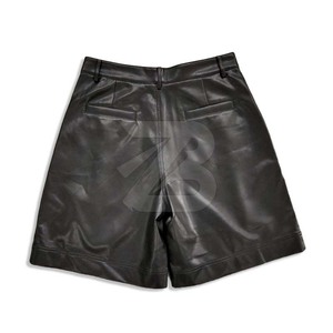 Shorts en similicuir PU pour hommes, personnalisables avec logo, noirs, amples, décontractés, style chino - Product Image 1