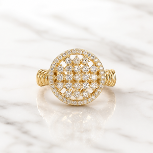 Elegant 14K Gold Cocktail <b>Ring</b> with Round <b>CZ</b> Cluster Premium Wedding Party Wear Jewelry for Women - Product Image 3