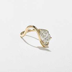 Diamond Curved Engagement <b>Ring</b> Wholesale Custom 14k 18K Solid Gold Modern Pear Cut Lab Grown <b>Wave</b> Bypass Solitaire Wedding Bands - Product Image 5