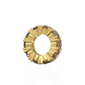 Breloque Ronde en Quartz Fumé et Or Italien 14 carats, Breloque Roue en Quartz Brun, Support de Breloque Ronde, Pierre Ronde Éternité Novembre - Product Image 6