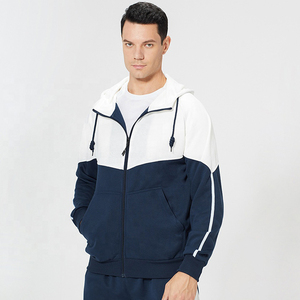 Survêtement à capuche rouge et gris pour homme, manches longues, fermeture éclair, poches latérales, coupe classique, style sportif, vêtements décontractés d'automne - Product Image 5