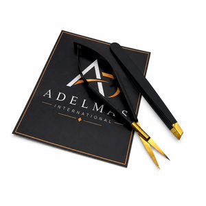Juego de Herramientas de Belleza de Acero Inoxidable de 2 Piezas, Color Negro Dorado Premium, Lujoso, Moderno, Hecho a Mano, Ecológico y Reutilizable, Pinzas Inclinadas para Cejas - Product Image 2