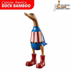 Figura Decorativa de Pato de Madera Patriótica, Tallada a Mano con Diseño de Bandera Americana y Botas Rojas, Decoración para el Hogar - Product Image 2