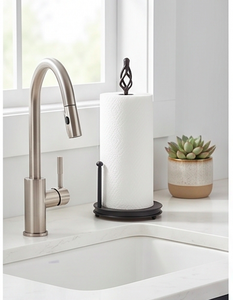 Support de rouleau de papier essuie-tout noir avec revêtement poudré, base ronde lestée, pour cuisine et comptoir de salle de bain - Product Image 4