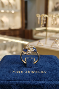 14K Gold Plated Flower <b>Cluster</b> Ring with Blue <b>Crystal</b> Pave Setting Luxury Jewelry for Women Party Gift - Product Image 4