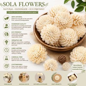 Flores de Sola Naturales Hechas a Mano de Primera Calidad AQUA VRIKSHA (Tamaño Grande) para Decoración del Hogar, Bodas y Manualidades - Product Image 5