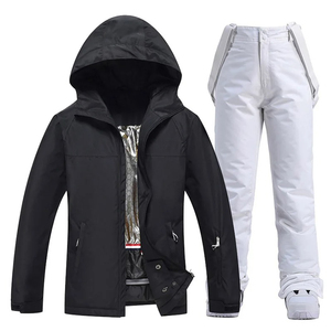 Veste de ski imperméable pour femme, à capuche, isolée synthétiquement, noire, rembourrée en coton PP, fermeture éclair, pour la neige - Product Image 4