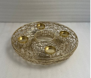 Gold Iron Candle Holder With Premium Quality For Home Decoration Modern Living Space Tabletop Accent Display - Product Image 1
