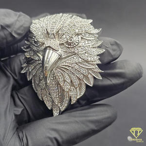 Pendentif oiseau en moissanite sertie de diamants, style luxe, en argent sterling 925, bijoux de style urbain rap. - Product Image 2