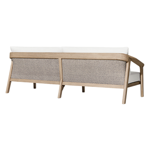 Premium Two Seat Outdoor <b>Sofa</b> Solid Teak <b>Wood</b> <b>Frame</b> Rattan Wicker Backrest Eco-Friendly Modern Minimalist Hotel Patio Lounge - Product Image 3