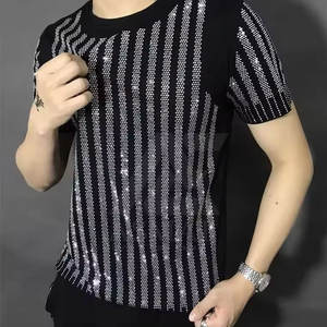 T-shirt pour homme en strass de qualité supérieure, nouveau style, sur mesure, vêtements d'été pour homme, t-shirt en strass - Product Image 5
