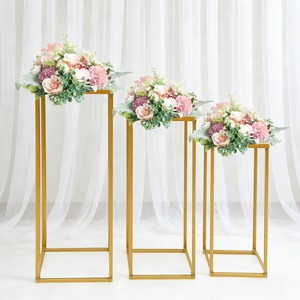 Decorative Antique Style Gold Metal Flower Stand With Three Tiered Cake Display For Wedding Decorations - Product Image 5