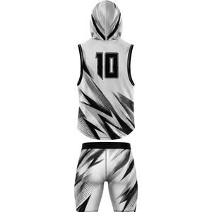 Ensemble Maillot et Short de Football 7v7 pour Garçons, Uniforme Jeunesse à Capuche Sans Manches, Impression par Sublimation Angulaire, Numéros Personnalisés - Product Image 2