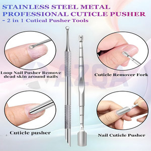 Professional Stainless Steel Cuticle Pusher <b>Tools</b> Set with PU Leather Storage Pouch for Manicure <b>Pedicure</b> Care - Product Image 2
