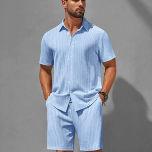 Wholesale Summer Men's Casual Shorts <b>Set</b> Plain Color Solid 100% Cotton Jersey Quick Dry Knitted Pocket Customized Logo <b>Twin</b> <b>Set</b> - Product Image 1