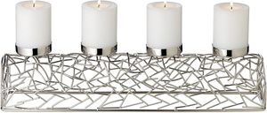 Support de bougie en métal argenté Glow Archieve, porte-bougie à 4 piliers, résistant à la chaleur, décoration de Noël pour la maison - Product Image 5
