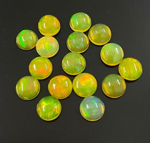โอปอลธรรมชาติทรงกลม สีเขียวเหลือง สำหรับทำเครื่องประดับ - Product Image 5