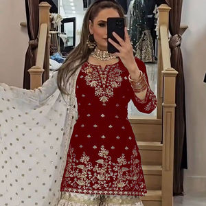 Conjunto de Vestido Sharara Tradicional Bordado para Mujer, Calidad de Exportación al por Mayor - Product Image 1