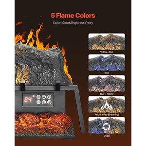 เตาผิงไฟฟ้าขนาด 25 นิ้ว พร้อมเสียงเอฟเฟกต์การเผาไหม้และรีโมทคอนโทรล ปรับความสว่างของเปลวไฟได้ 5 ระดับ พร้อมแท่งไม้ตกแต่ง - Product Image 3