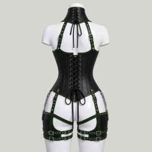 Ensemble de lingerie corset harnais OEM personnalisé pour femme en cuir véritable, sexy, à agrafes, à maintien moyen, respirant et sans couture - Product Image 2