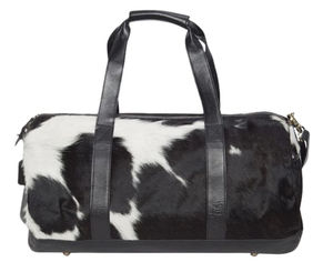 Sac de voyage en cuir de vachette naturel de qualité supérieure, grand format, noir et blanc, design tendance, portable, pour voyages, gym, nuit, motif personnalisé - Product Image 3