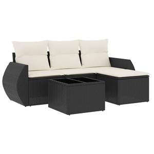 Cream White And Black <b>Rattan</b> Garden <b>Sofa</b> Set 4 Seater Outdoor Furniture Contemporary Design - Product Image 2