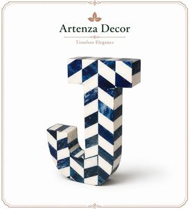 Decorative Letter <b>Frame</b> PVC Inlay Mosaic Pattern Photo <b>Frame</b> 6x8 Blue White <b>Gold</b> Tabletop Home Decor - Product Image 2