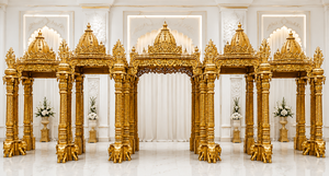 Grand Haveli Style Teak Wood Traditional Hand Carved Swaminarayan <b>Mandir</b> Convention Centre Customizable Size - Product Image 2