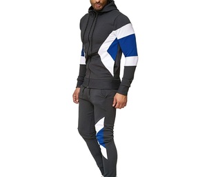 Conjunto Deportivo para Hombre con Capucha y Bloques de Color, Chaqueta con Cierre Completo, Transpirable, de Poliéster y Spandex, para Otoño - Product Image 4