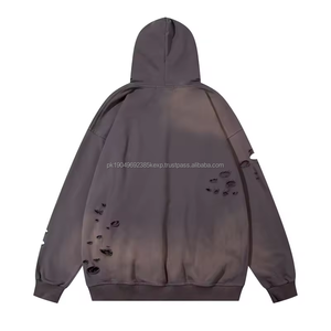 <b>Raw</b> Edge Oversized Plus Size Hoodie Paints Acid Wash Distressed Sun Faded Hoodie UnisexDDP Shipping - Product Image 2