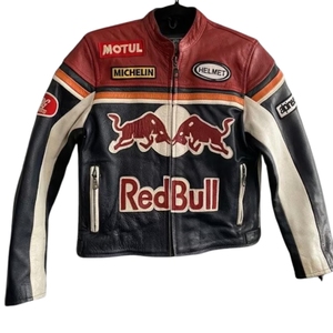 Unisex Genuine Cowhide Leather Motorcycle <b>Racing</b> <b>Jacket</b> | Windproof Thick <b>Racing</b> Color-Block Design | Front Logo | Private Label - Product Image 2