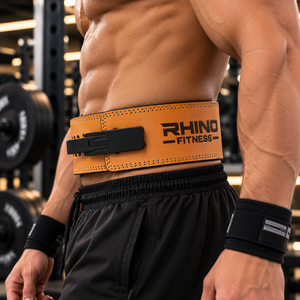 RHINO FITNESS Leather Weightlifting <b>Belt</b> <b>Tan</b> Adjustable Wrap-Around Lumbar Support Waist Cincher with Basic Protection - Product Image 6