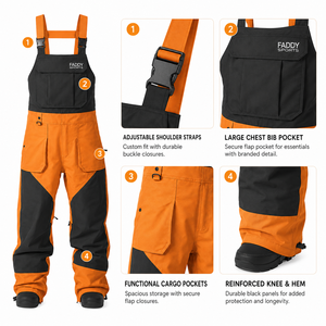 Professional <b>Waterproof</b> Winter Ski Bib Mens Womens Snowboarding Pants Insulated Windproof Outdoor Snow <b>Overalls</b> Skiing Wear Gear - Product Image 4