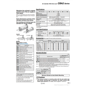 Cilindro de bloqueo de extremo SMC Pneumatics, piezas neumáticas de CBA2C80-100-HL - Product Image 3