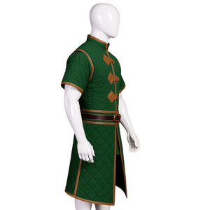 Gambesón Medieval Acolchado Verde de Alta Calidad, Túnica con Mangas Cortas, Disfraz para Reenactment LARP con Correas de Cuero - Product Image 2