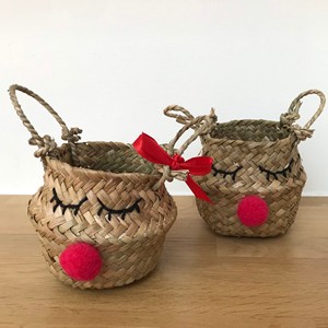 Cestas de regalo de paja de algas marinas con diseño de renos navideños, cestas de almacenamiento, suministro directo del productor - Product Image 2