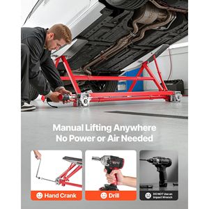 Sollevatore Auto Portatile in Acciaio Rinforzato, Capacità 2000 kg, Sollevamento Rapido, Altezza Massima 58 cm, Larghezza Regolabile, Ruote, Sollevamento Manuale - Product Image 2