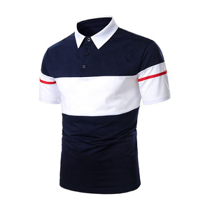 Chemise à manches courtes en coton 100% bleu marine personnalisée, anti-rides, avec poche, col roulé piqué, pour homme, avec design personnalisé - Product Image 1