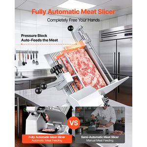 Rebanadora de Carne Comercial de Acero al Carbono de 10 Pulgadas, 180W+370W, Totalmente Automática, con Afilador Incorporado, Grosor Ajustable de 0-0.3 Pulgadas - Product Image 2