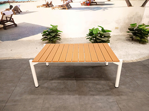 Lumetal Outdoor Coffee <b>Table</b> with Powder-Coated Metal Frame & PS Slat Top - Product Image 2