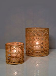 Support de bougie chauffe-plat rond en bambou fait main NEHA ENTERPRISES, écologique, avec bordure rouge, résistant à la chaleur, décoration d'intérieur pour Noël - Product Image 3