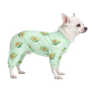 ชุดนอนสุนัขแบบชุดหมีพิมพ์ลายอะโวคาโด ผ้านุ่มยืดหยุ่น ชุดนอนสัตว์เลี้ยง ระบายอากาศได้ดี ใส่สบายทุกฤดู สำหรับสุนัขขนาดเล็กถึงขนาดกลาง ใช้ในบ้าน - Product Image 3