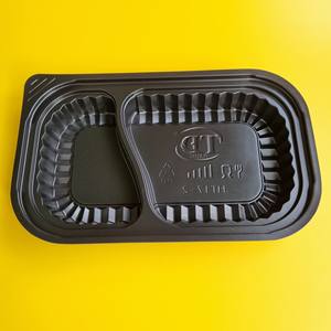Envase de plástico desechable para alimentos con 1 compartimento, tapa de PET, color negro, tipo lonchera para llevar, listo para enviar, precio bajo de fábrica. - Product Image 2