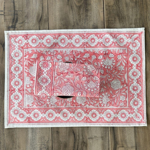 Hand Block Printed Cotton <b>Placemat</b> & Napkin Set: Floral Table Decor 100% Cotton Table Linens - Product Image 3