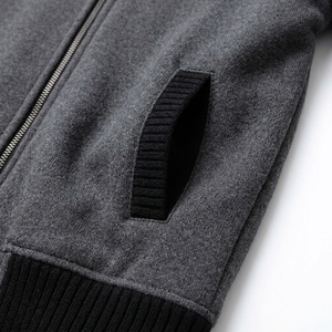 Cardigan zippé intégral en molleton tricoté pour homme, col roulé, en tissu technique, hiver, anti-plis, respirant, uni, style professionnel - Product Image 5