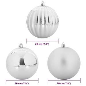 Juego de 4 Adornos Navideños de Plástico Plateado XXL para Decoración de Árboles - Product Image 5