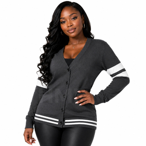 HMR Oversize Sorority Autumn Winter <b>Short</b> High Waist Solid Color Sweater Sisterhood Single Breast Eco Friendly - Product Image 1