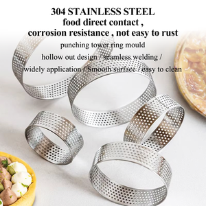 Anneau à tarte rond sans couture perforé en acier inoxydable Outil de cuisson perforé pour gâteau mousse personnalisé sans couture - Product Image 4