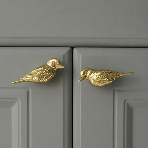 Handcrafted Solid Brass Resting Bird <b>Cabinet</b> <b>Knob</b> Decorative Drawer Pull Wardrobe Door Handle Nature Inspired Furniture <b>Gold</b> - Product Image 1